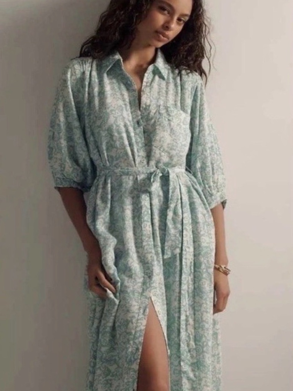 Anthropologie Maeve Irene linen shirt Dress in sky